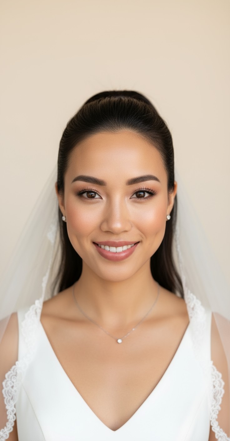 After Wedding Ponytail With Veil